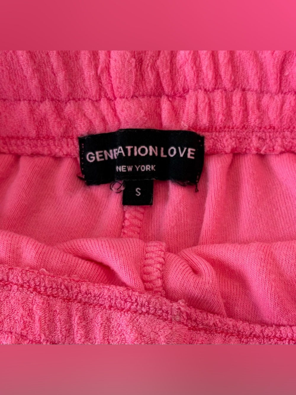 Generation Love Size:S Women Pink Terry Lounge Shorts with Drawstring - Picture 3 of 12